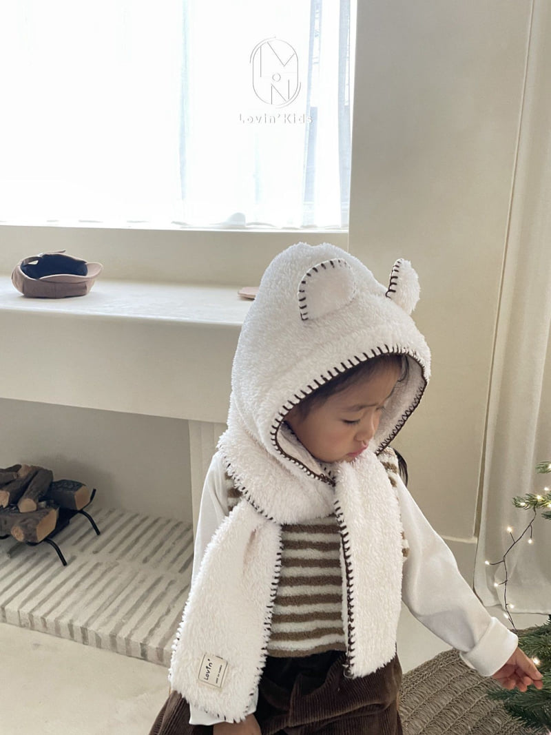 Lovin - Korean Children Fashion - #Kfashion4kids - Bear Hood Muffler