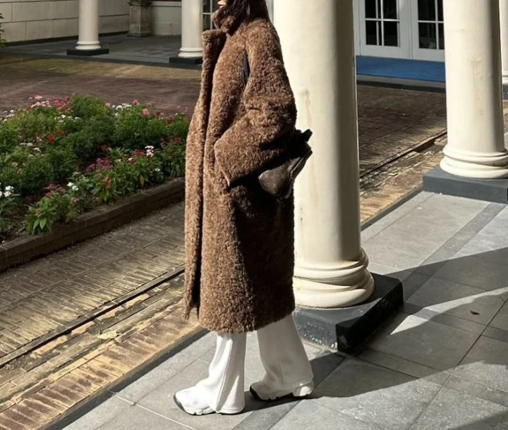 Merry J - Korean Women Fashion - #momslook - Teddy Long Coat - 7