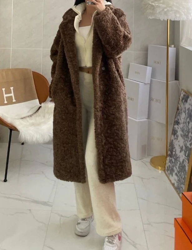 Merry J - Korean Women Fashion - #restrostyle - Teddy Long Coat - 2