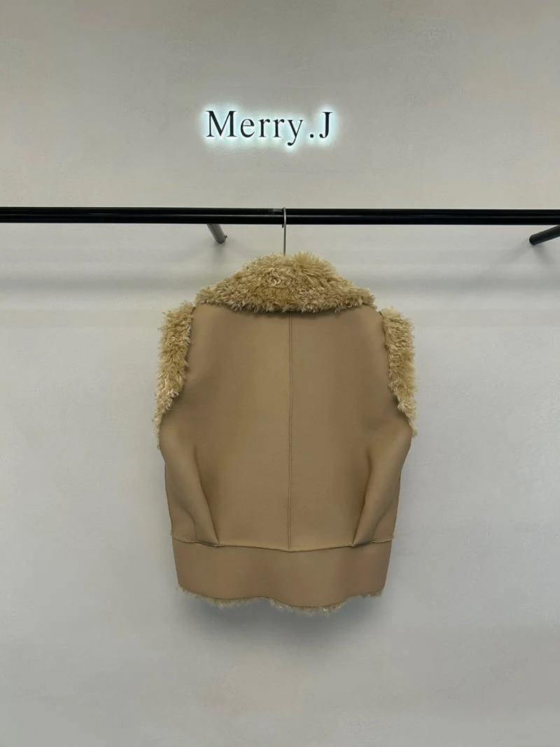 Merry J - Korean Women Fashion - #vintageinspired - Shearling Reversible VEST - 4