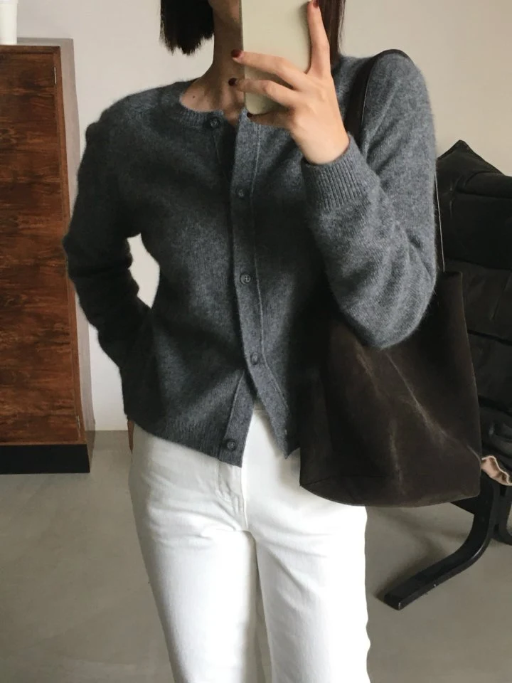 Moani - Korean Women Fashion - #momslook - Raccoon O-neck cardigan - 5