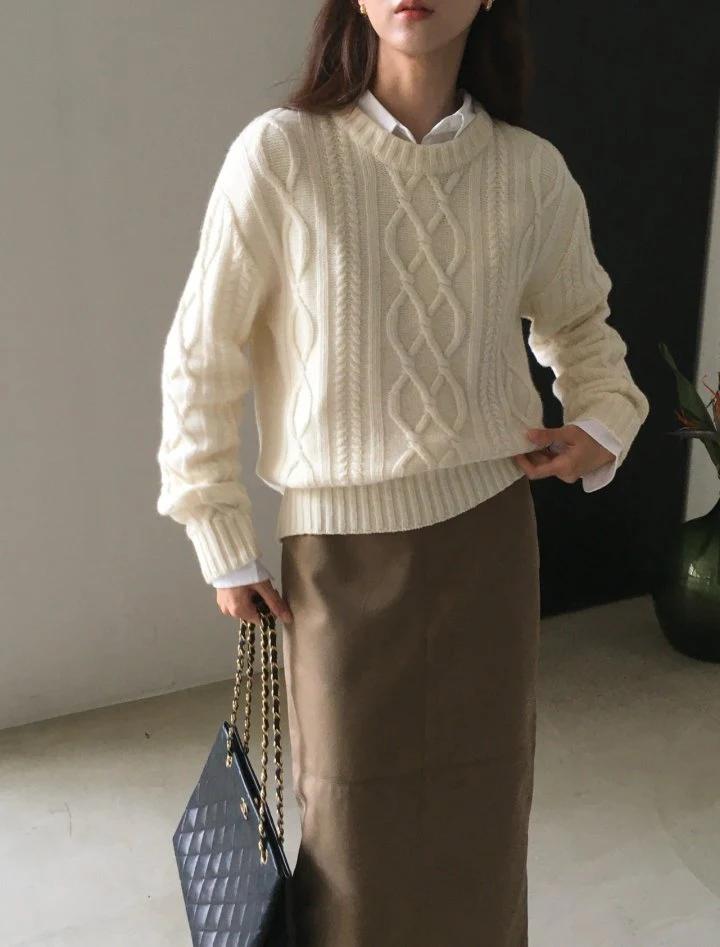 Moani - Korean Women Fashion - #momslook - Wool Fisherman Pullover Knit - 7