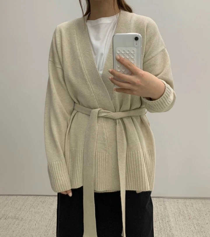 Moani - Korean Women Fashion - #momslook - Wool Cash Slit Robe Cardigan - 2