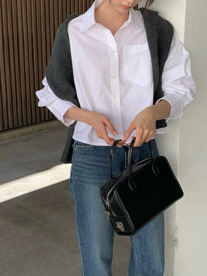 Moani - Korean Women Fashion - #restrostyle - Cropped Pocket Shirt - 11