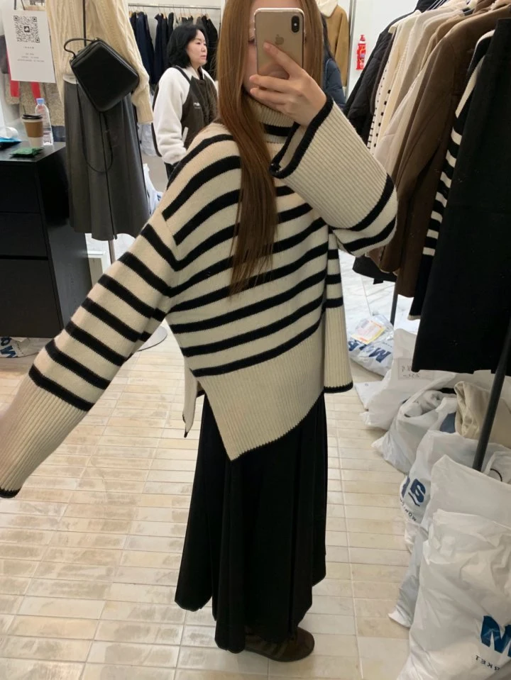 Moani - Korean Women Fashion - #shopsmall - Wool Striped Turtleneck Knit