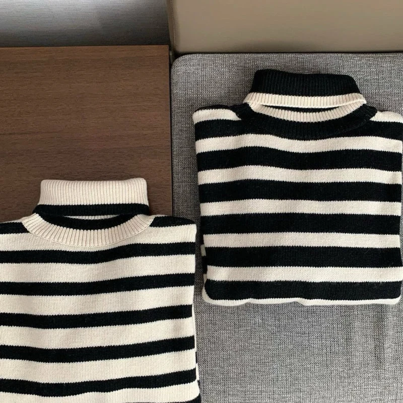 Moani - Korean Women Fashion - #thelittlethings - Wool Striped Turtleneck Knit - 3