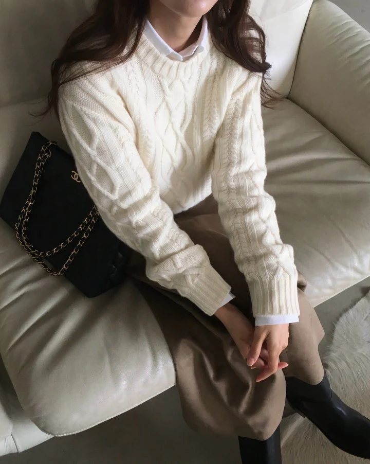 Moani - Korean Women Fashion - #womensfashion - Wool Fisherman Pullover Knit - 6