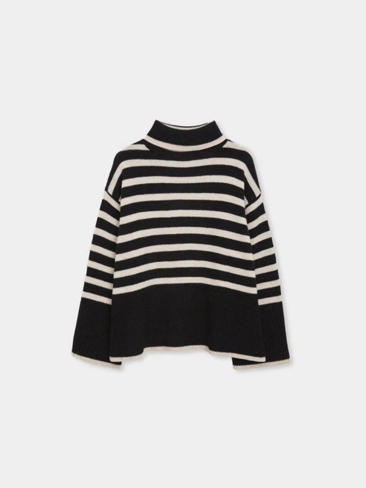 Moani - Korean Women Fashion - #womensfashion - Wool Striped Turtleneck Knit - 7