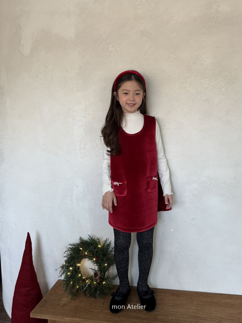 Mon Atelier - Korean Children Fashion - #kidsstore - Velvet One-piece - 5