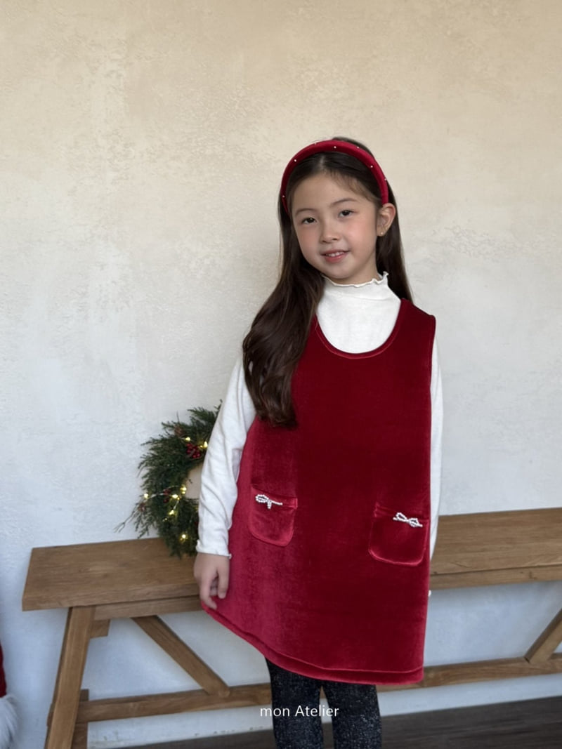 Mon Atelier - Korean Children Fashion - #littlefashionista - Velvet One-piece - 8