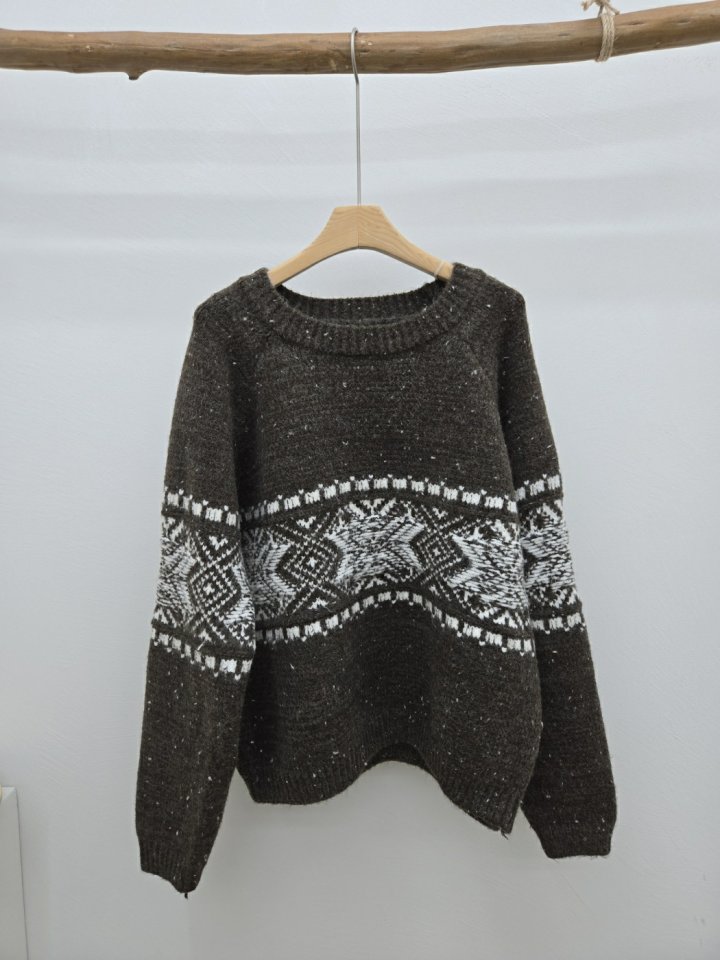 Most - Korean Women Fashion - #womensfashion - Snowflake Round Knit