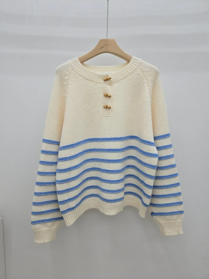 Most - Korean Women Fashion - #womensfashion - Toggle Stripe Knit - 2