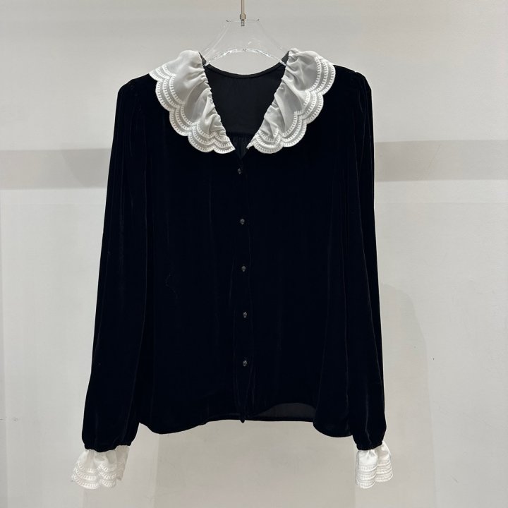 Neroli36 - Korean Women Fashion - #vintagekidsstyle - Lace Velvet Blouse