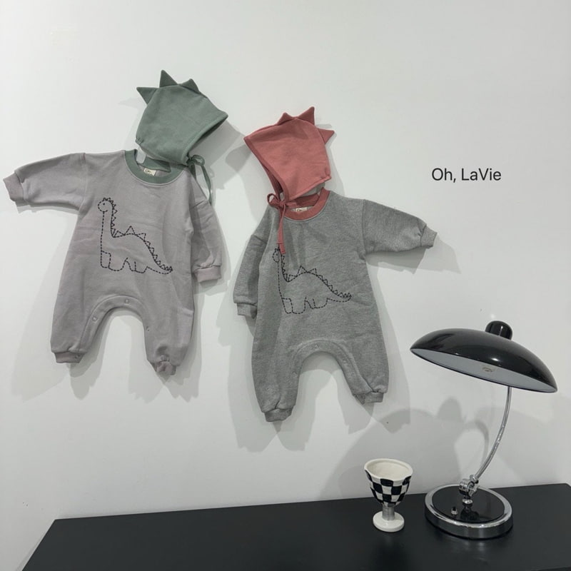 Oh lavie - Korean Baby Fashion - #babyboutiqueclothing - Dino Print Baby Suit Set - 12