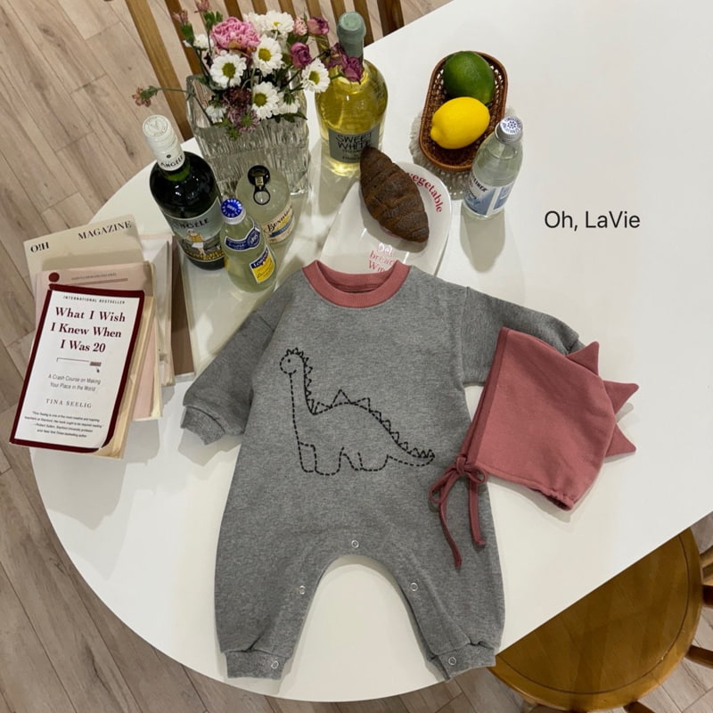 Oh lavie - Korean Baby Fashion - #babyoninstagram - Dino Print Baby Suit Set - 4