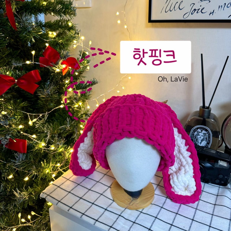 Oh lavie - Korean Children Fashion - #Kfashion4kids - Bunny Loopy Mango Beanie (set of 3)