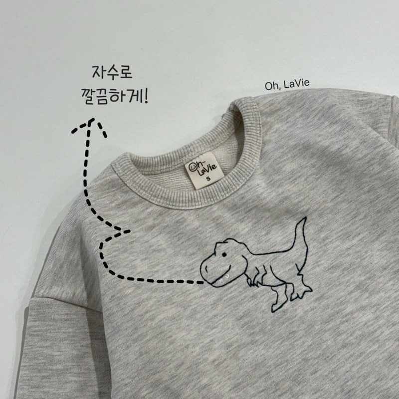 Oh lavie - Korean Children Fashion - #fashionkids - Dino Embroidery Unbalanced Tee