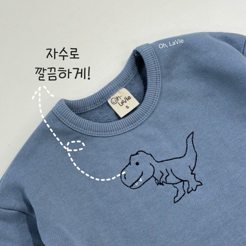 Oh lavie - Korean Children Fashion - #magicofchildhood - Dino Embroidery Unbalanced Tee - 7