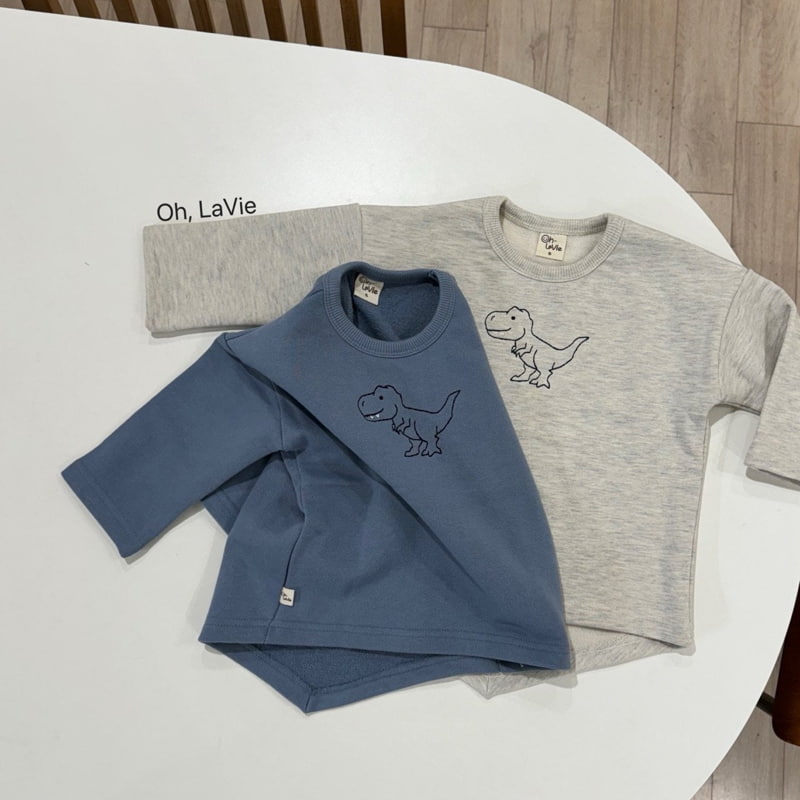 Oh lavie - Korean Children Fashion - #stylishchildhood - Dino Embroidery Unbalanced Tee - 12