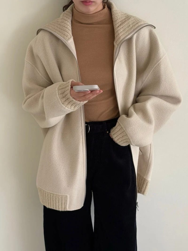 Ohao - Korean Women Fashion - #momslook - Turtleneck Handmade Coat - 3