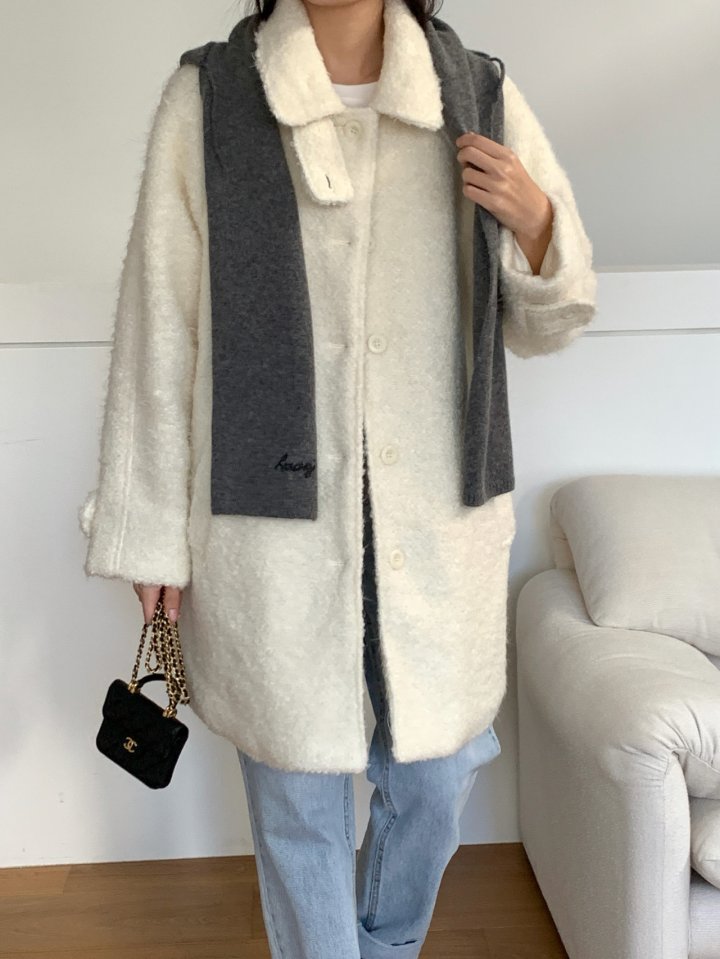 Osense - Korean Women Fashion - #momslook - Cloud Winter Half Coat