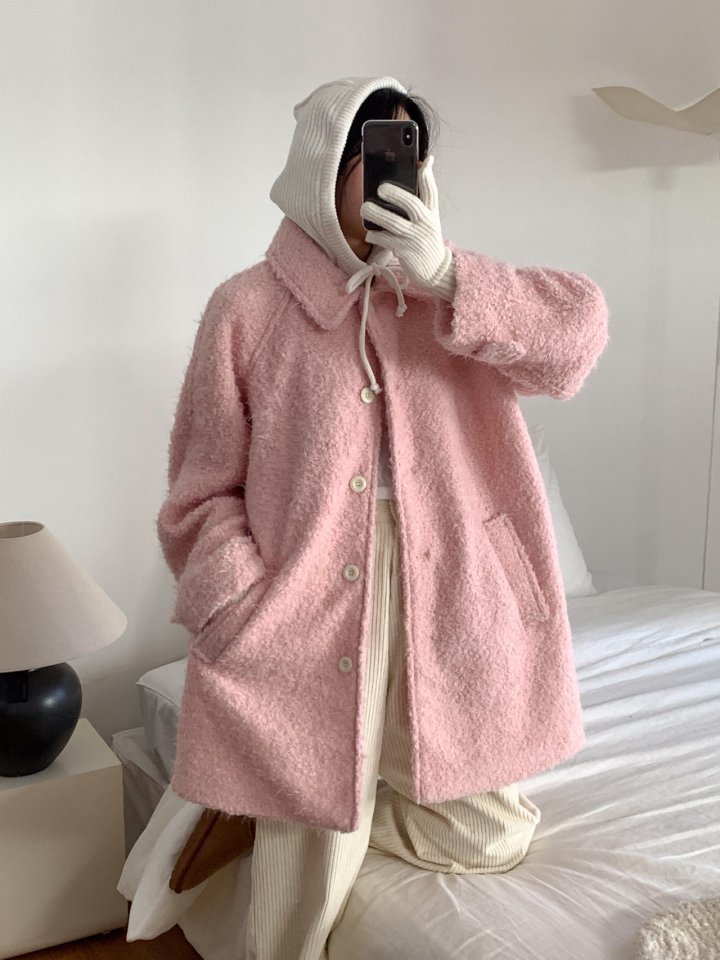 Osense - Korean Women Fashion - #romanticstyle - Cloud Winter Half Coat - 8