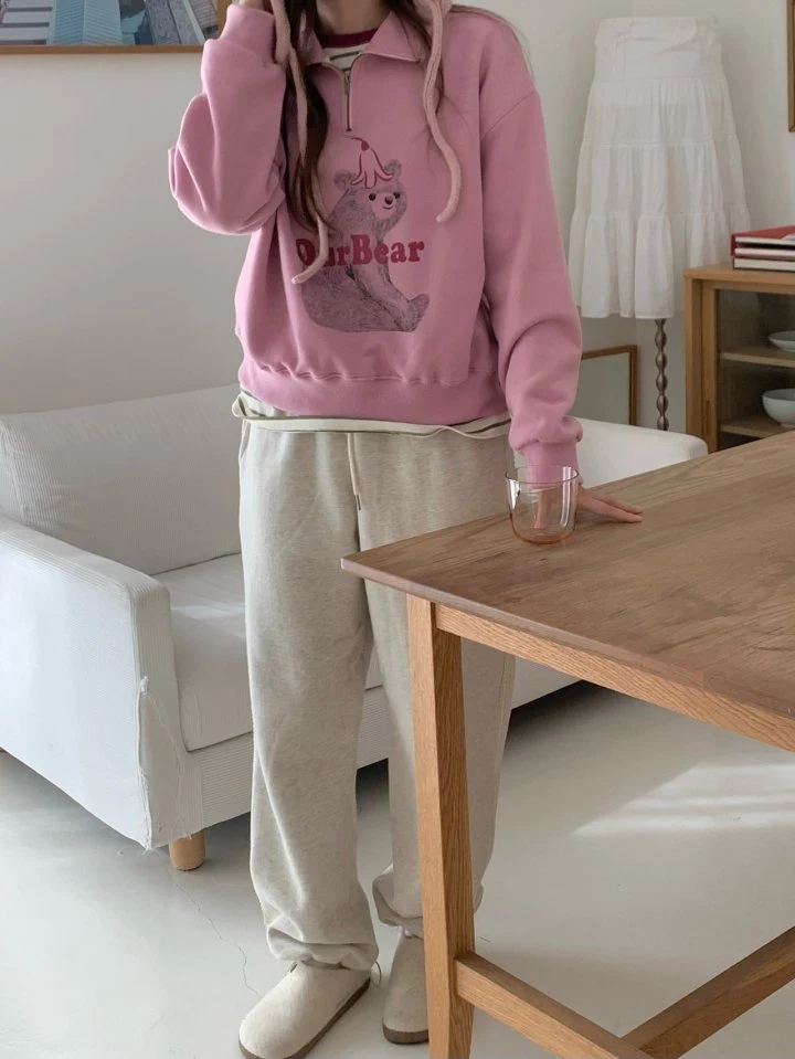 Our Moment - Korean Women Fashion - #womensfashion - Bear Half-zip Sweatshirts - 6