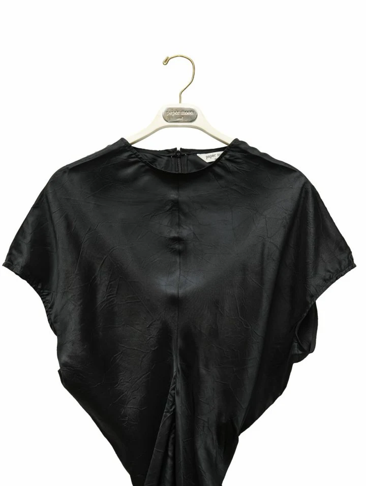 Paper Moon - Korean Women Fashion - #momslook - Satin Waist Wrinkle Point Blouse - 10