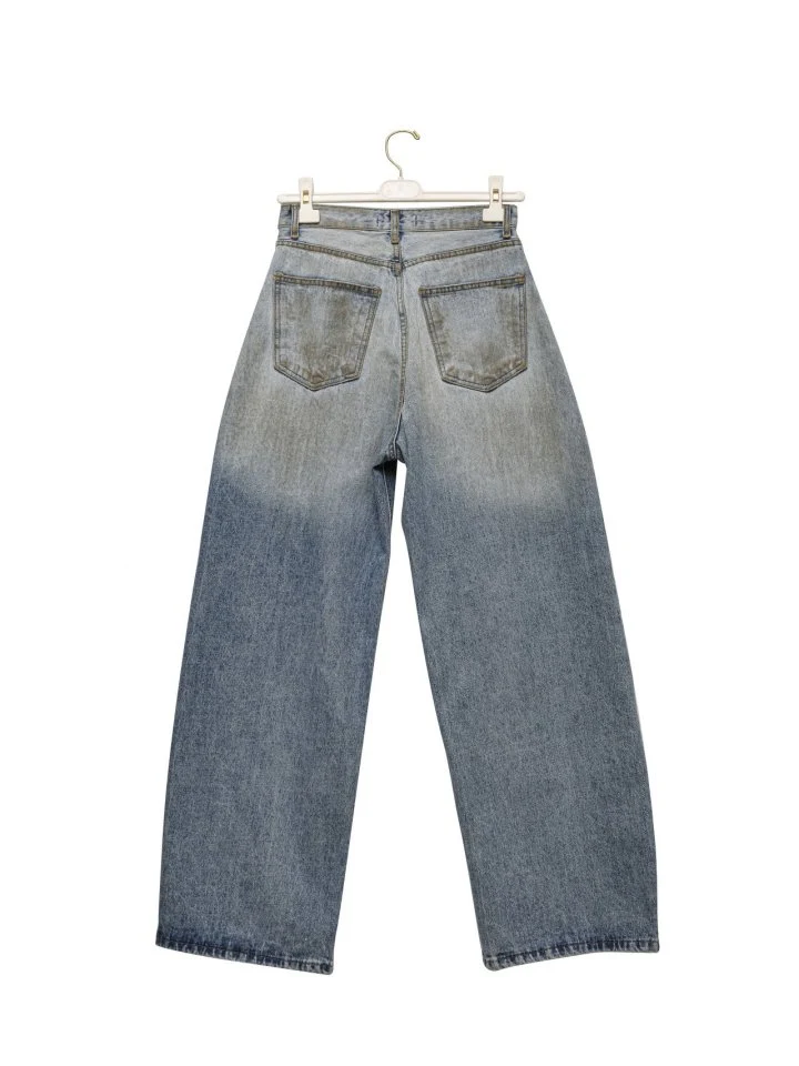 Paper Moon - Korean Women Fashion - #womensfashion - Dusty Mud Washed Wide Denim Trousers - 4