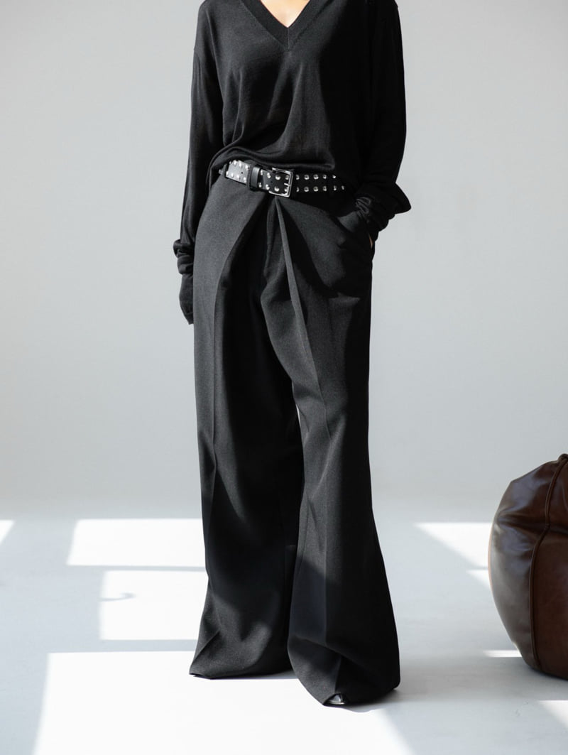 Paper Moon - Korean Women Fashion - #momslook - Oversized Wrapping Detail Wide Trousers - 3