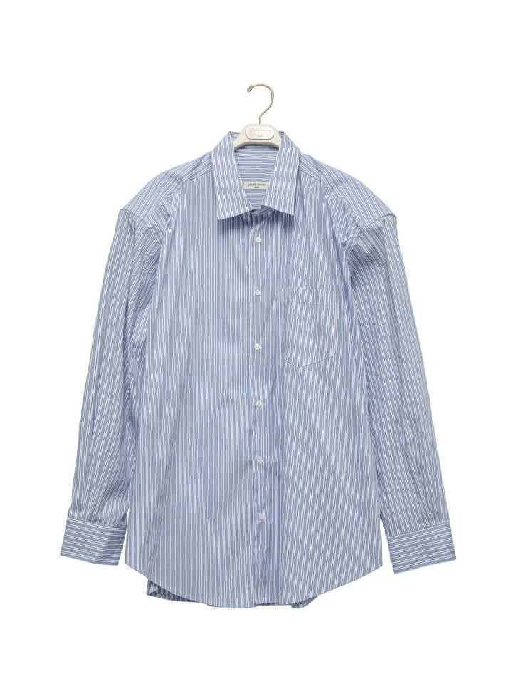 Paper Moon - Korean Women Fashion - #momslook - Boyfriend Fit Oversized Striped Button Down Shirt - 6