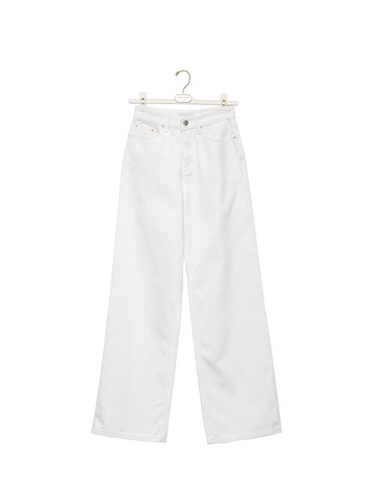 Paper Moon - Korean Women Fashion - #momslook - High Rise Wide Leg White Denim Pants - 7