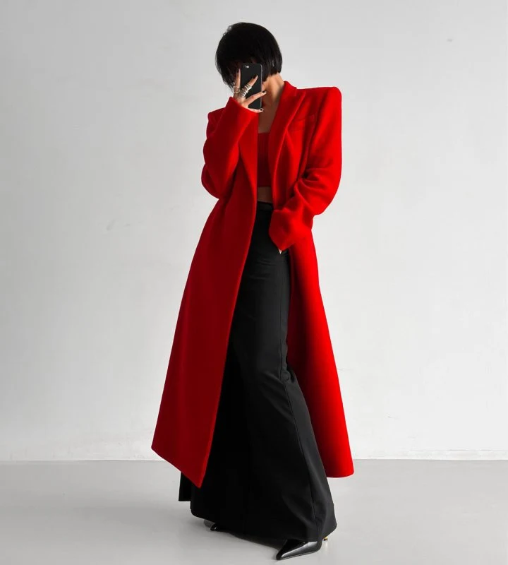 Paper Moon - Korean Women Fashion - #pursuepretty - Virgin Wool Peak Lapel Tailored Maxi Coat