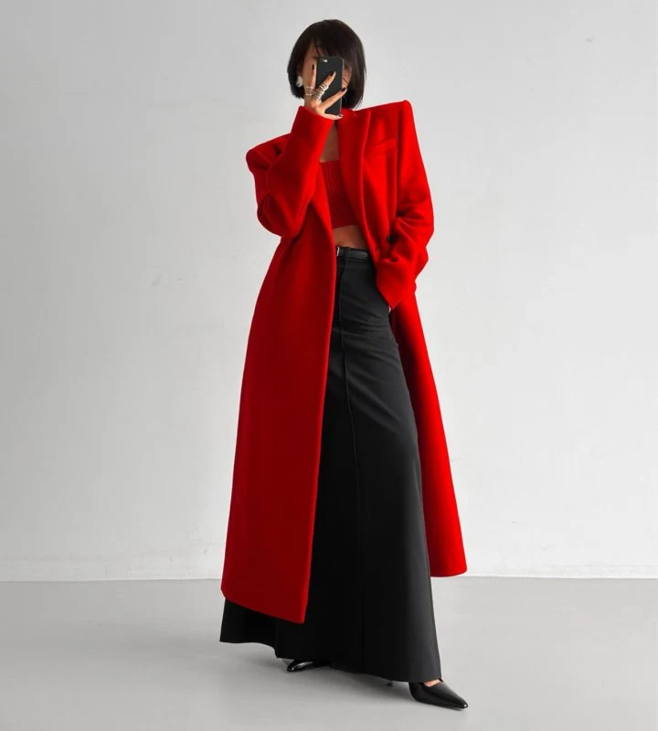 Paper Moon - Korean Women Fashion - #restrostyle - Virgin Wool Peak Lapel Tailored Maxi Coat - 2