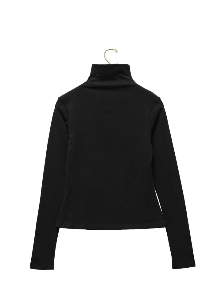 Paper Moon - Korean Women Fashion - #shopsmall - Front Cut-out Detail Long Sleeved Turtleneck Tee - 5