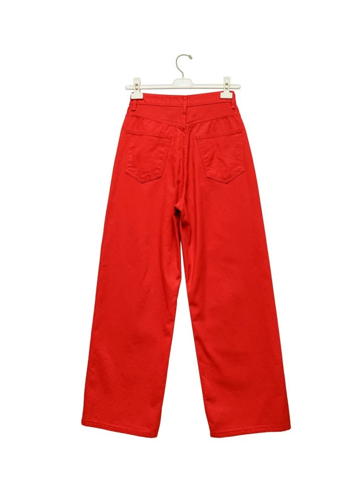 Paper Moon - Korean Women Fashion - #thelittlethings - Color Point Wide Cotton Twill Trousers - 5