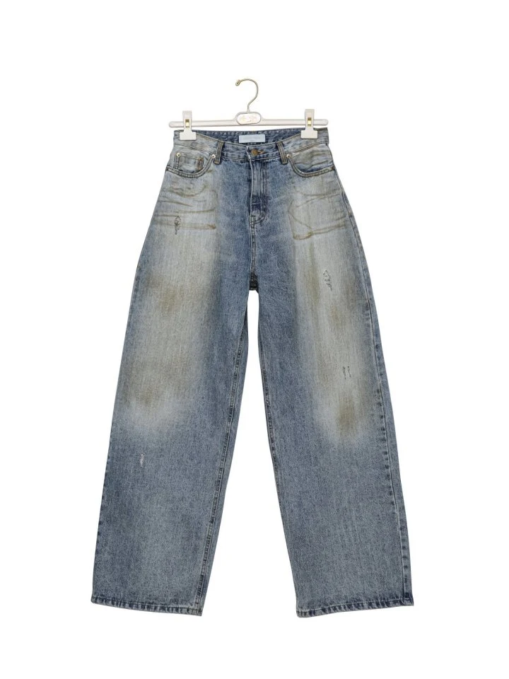 Paper Moon - Korean Women Fashion - #womensfashion - Dusty Mud Washed Wide Denim Trousers - 3