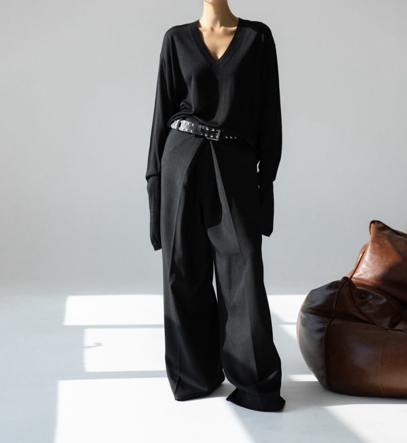 Paper Moon - Korean Women Fashion - #momslook - Oversized Wrapping Detail Wide Trousers - 4