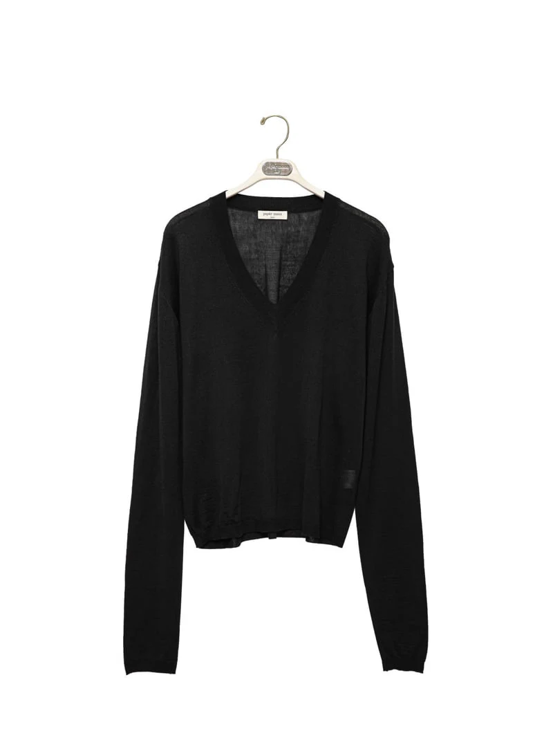 Paper Moon - Korean Women Fashion - #womensfashion - Wool Silk Deep V-neck Long Sleeved Knit - 5