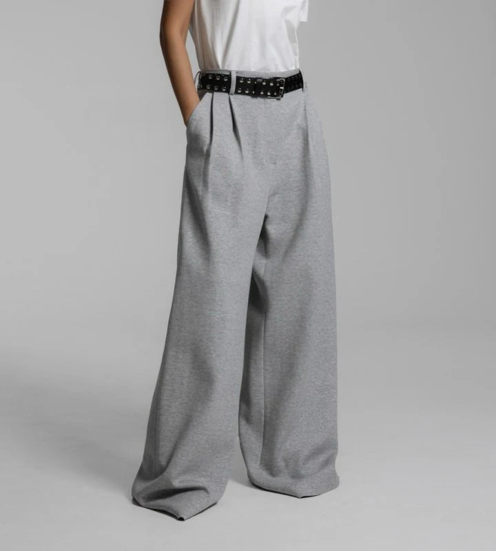 Paper Moon - Korean Women Fashion - #womensfashion - Sweat Wide Pin-tuck Trousers - 2