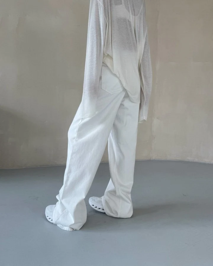 Paper Moon - Korean Women Fashion - #womensfashion - High Rise Wide Leg White Denim Pants - 2