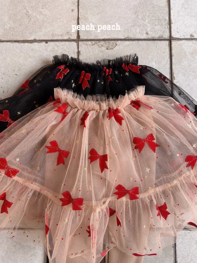 Peach Peach - Korean Children Fashion - #childofig - Christmas Ribbon Tutu Skirt Leggings - 3