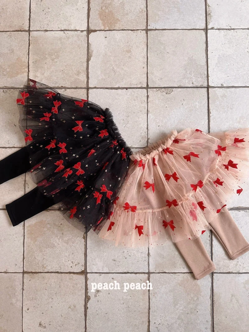 Peach Peach - Korean Children Fashion - #childofig - Christmas Ribbon Tutu Skirt Leggings - 4