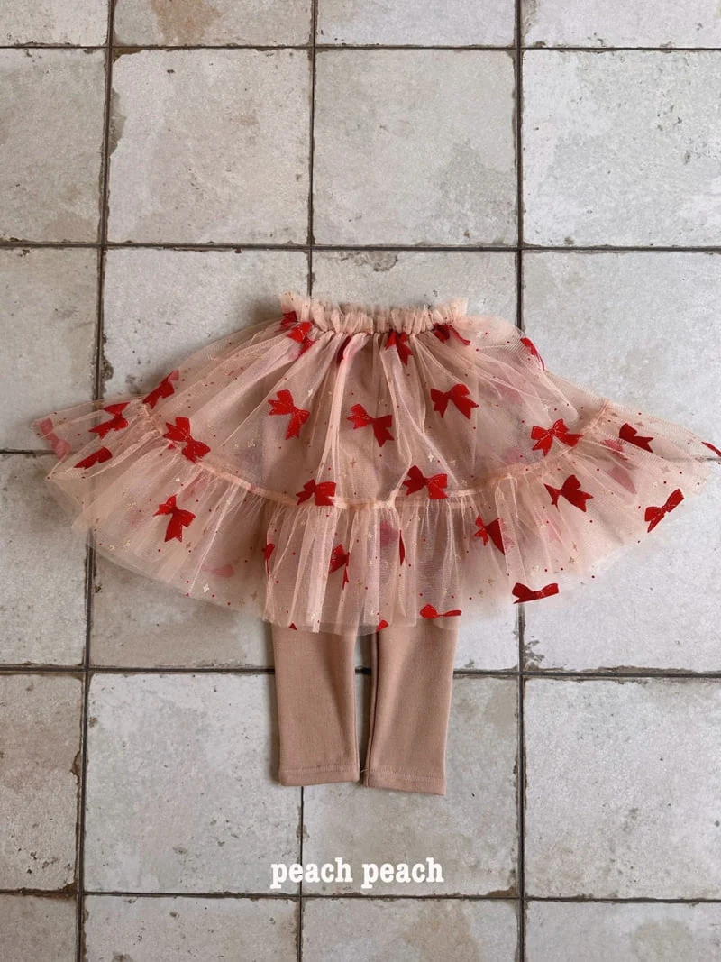 Peach Peach - Korean Children Fashion - #designkidswear - Christmas Ribbon Tutu Skirt Leggings - 6