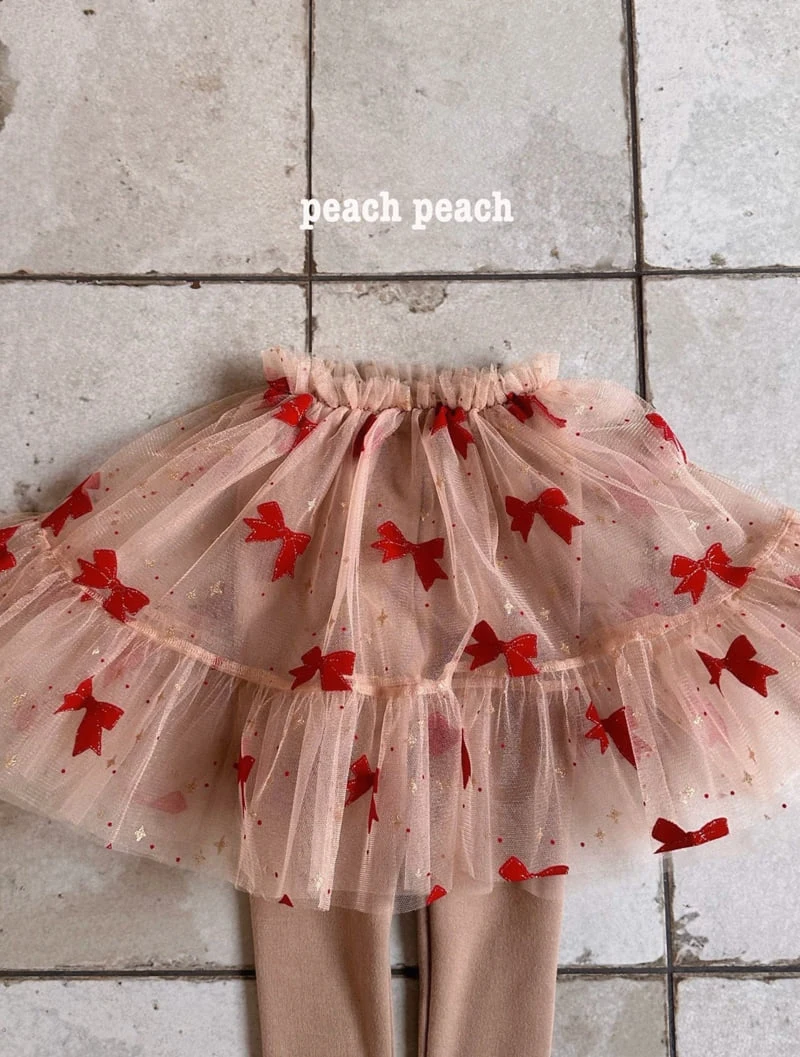 Peach Peach - Korean Children Fashion - #discoveringself - Christmas Ribbon Tutu Skirt Leggings - 7