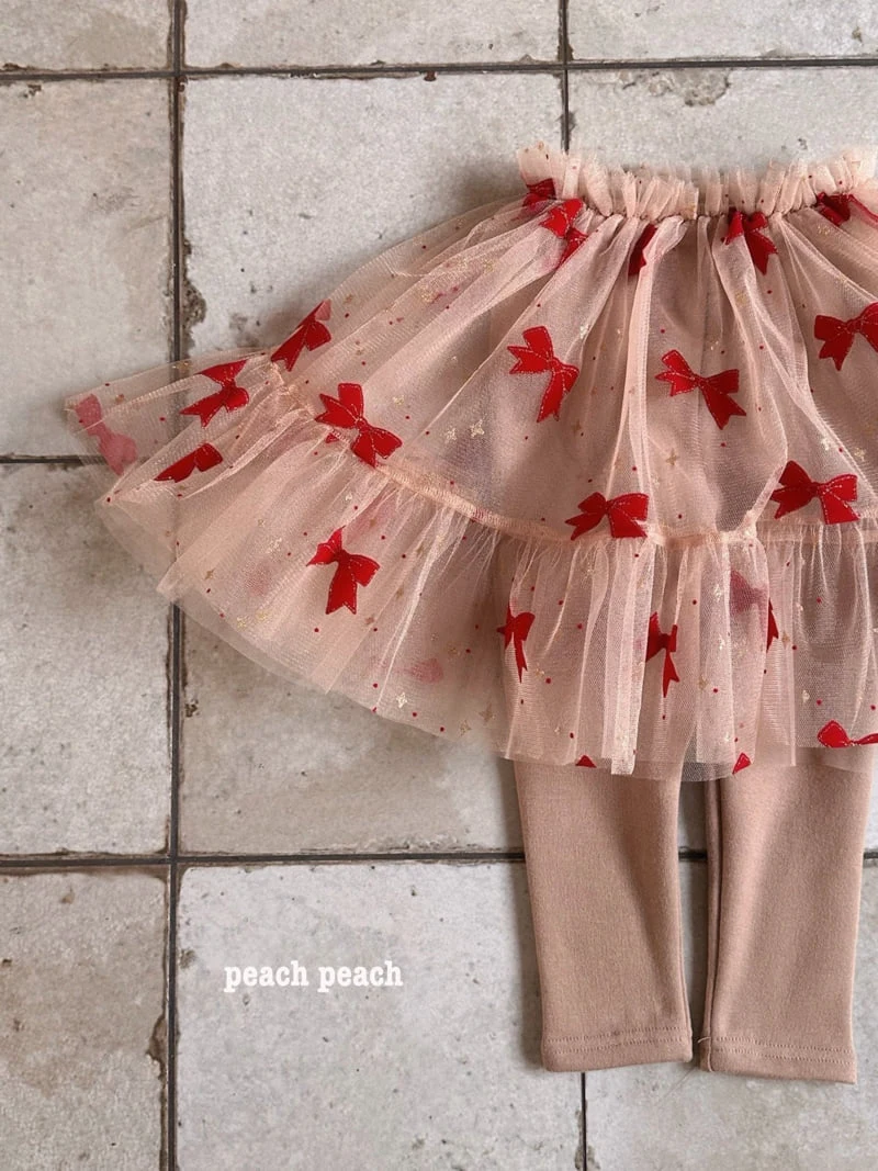 Peach Peach - Korean Children Fashion - #fashionkids - Christmas Ribbon Tutu Skirt Leggings - 8