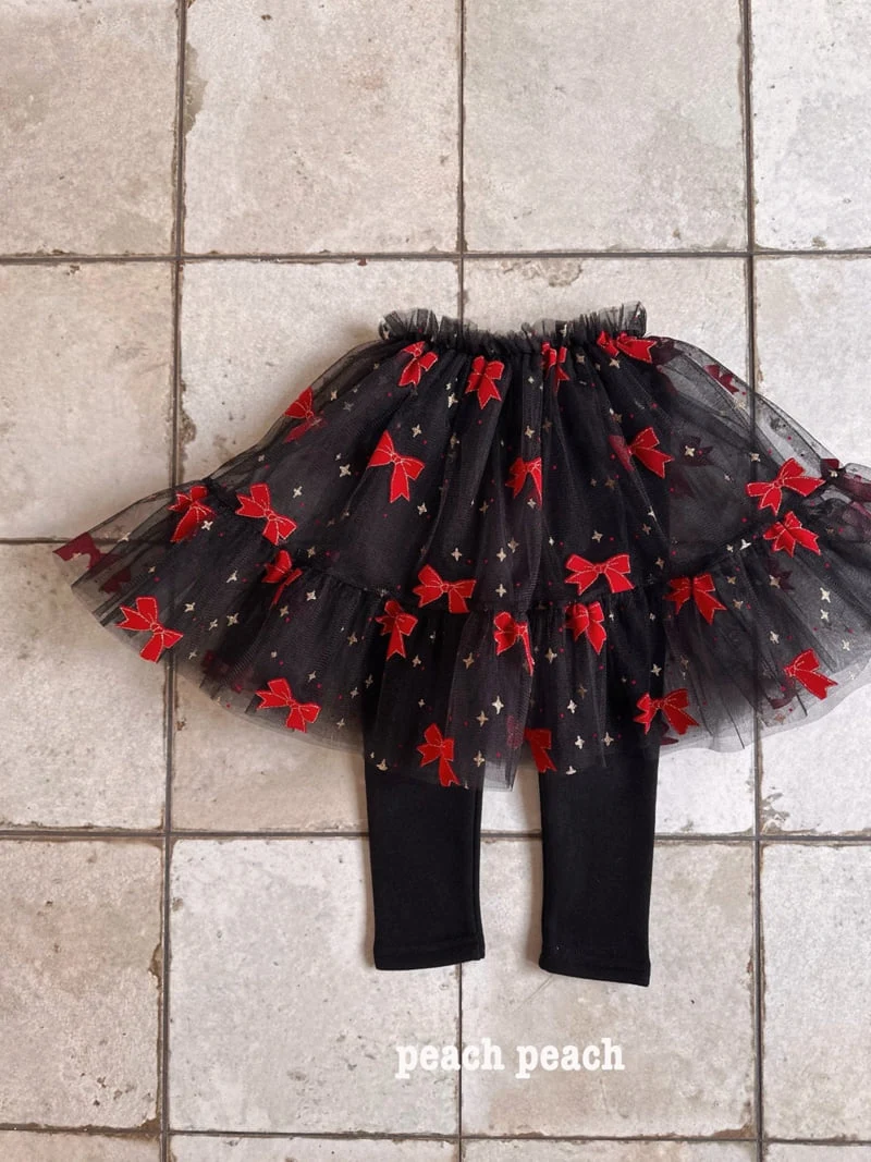 Peach Peach - Korean Children Fashion - #kidsstore - Christmas Ribbon Tutu Skirt Leggings - 10