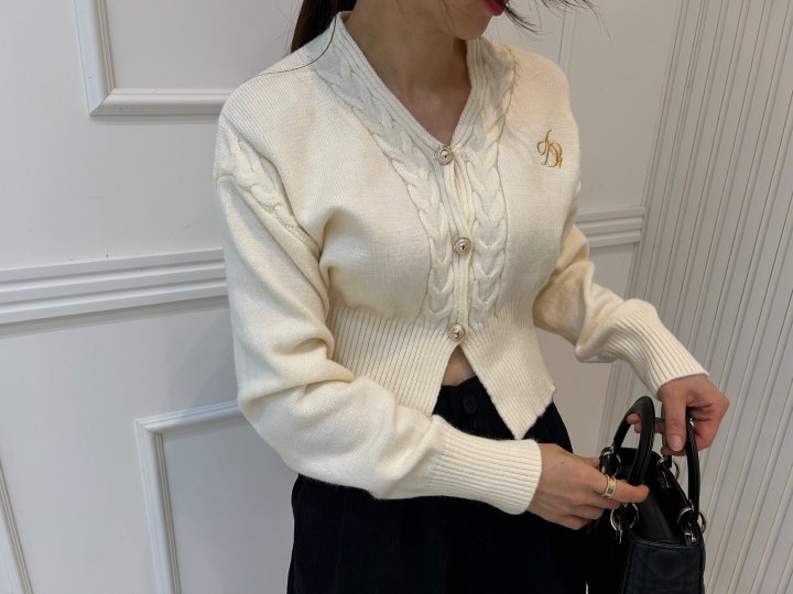 Pearls room - Korean Women Fashion - #momslook - Embroidery Cardigan - 11