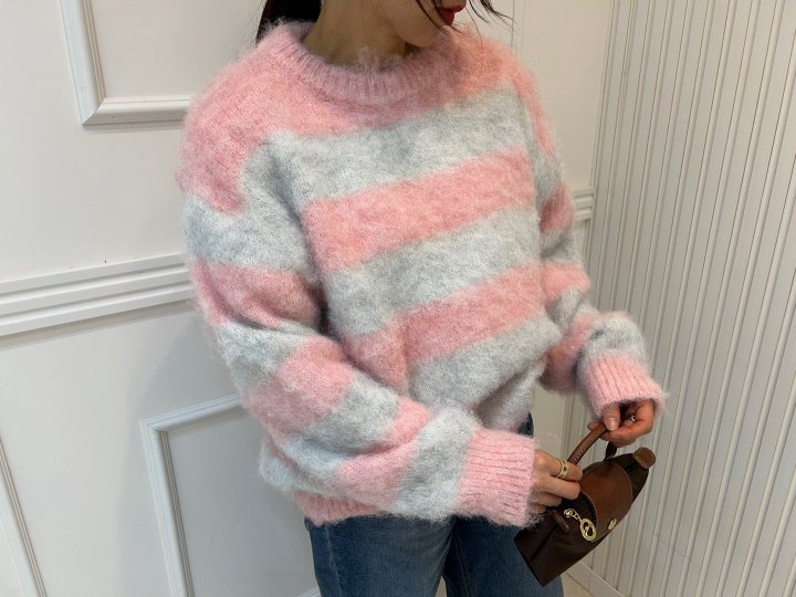 Pearls room - Korean Women Fashion - #pursuepretty - Pastel Stripe Knit - 2