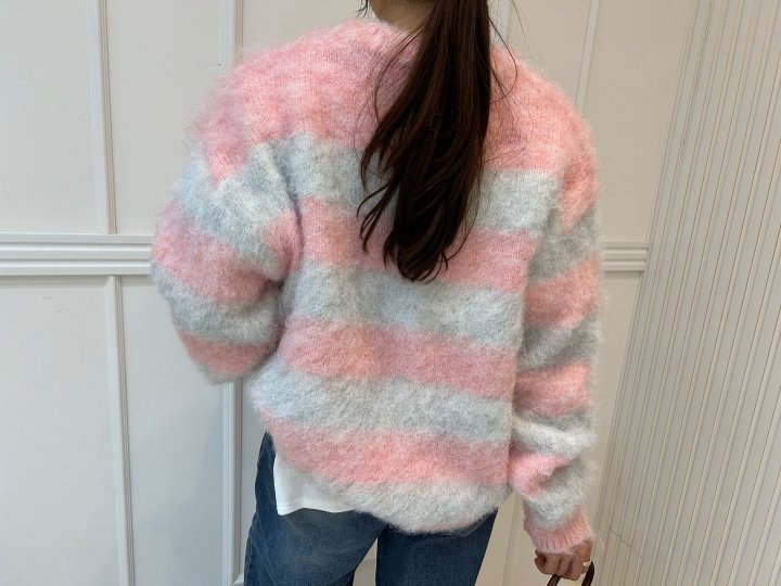 Pearls room - Korean Women Fashion - #shopsmall - Pastel Stripe Knit - 5